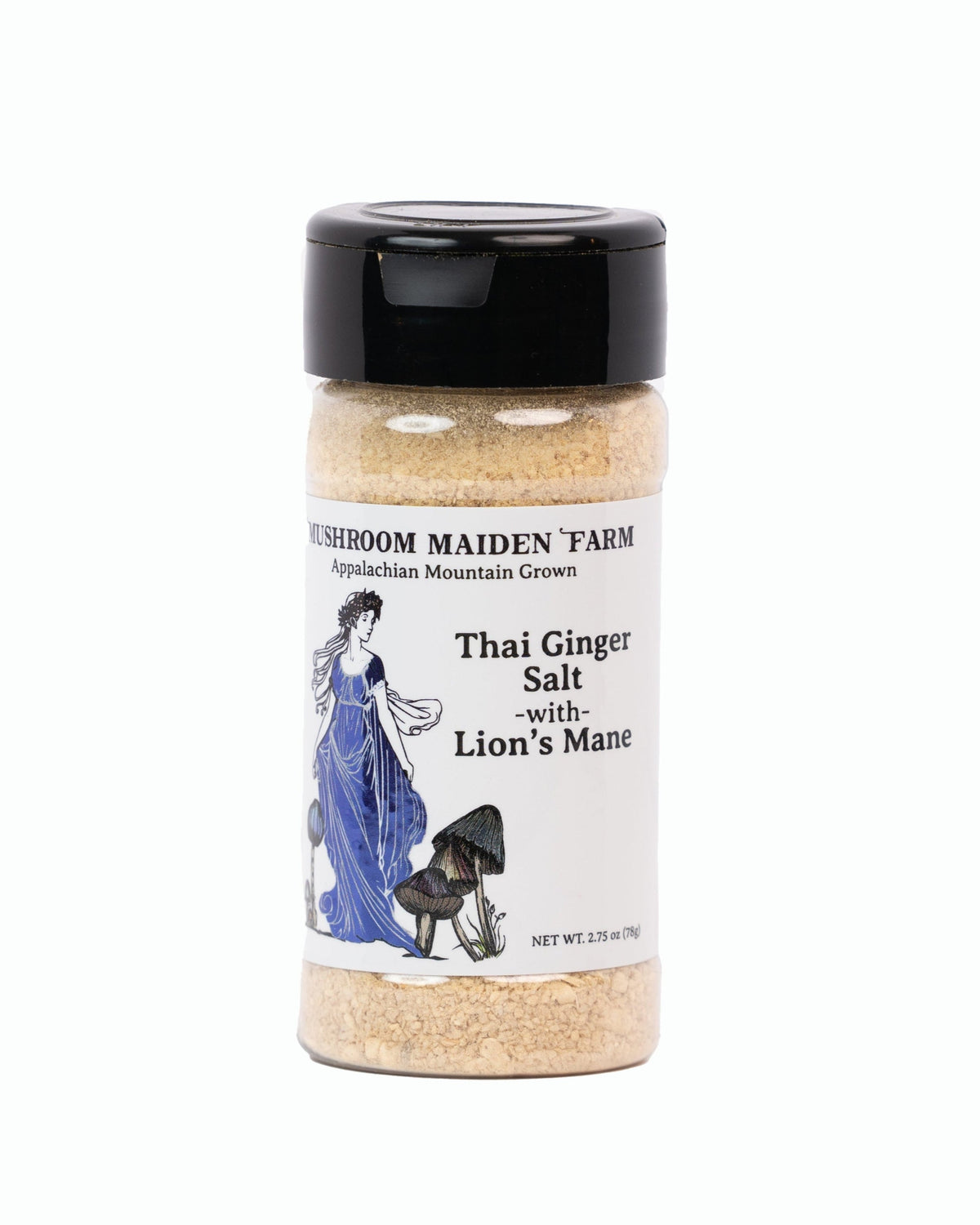 Thai Ginger gourmet finishing sea salt with Lion's Mane mushrooms jar